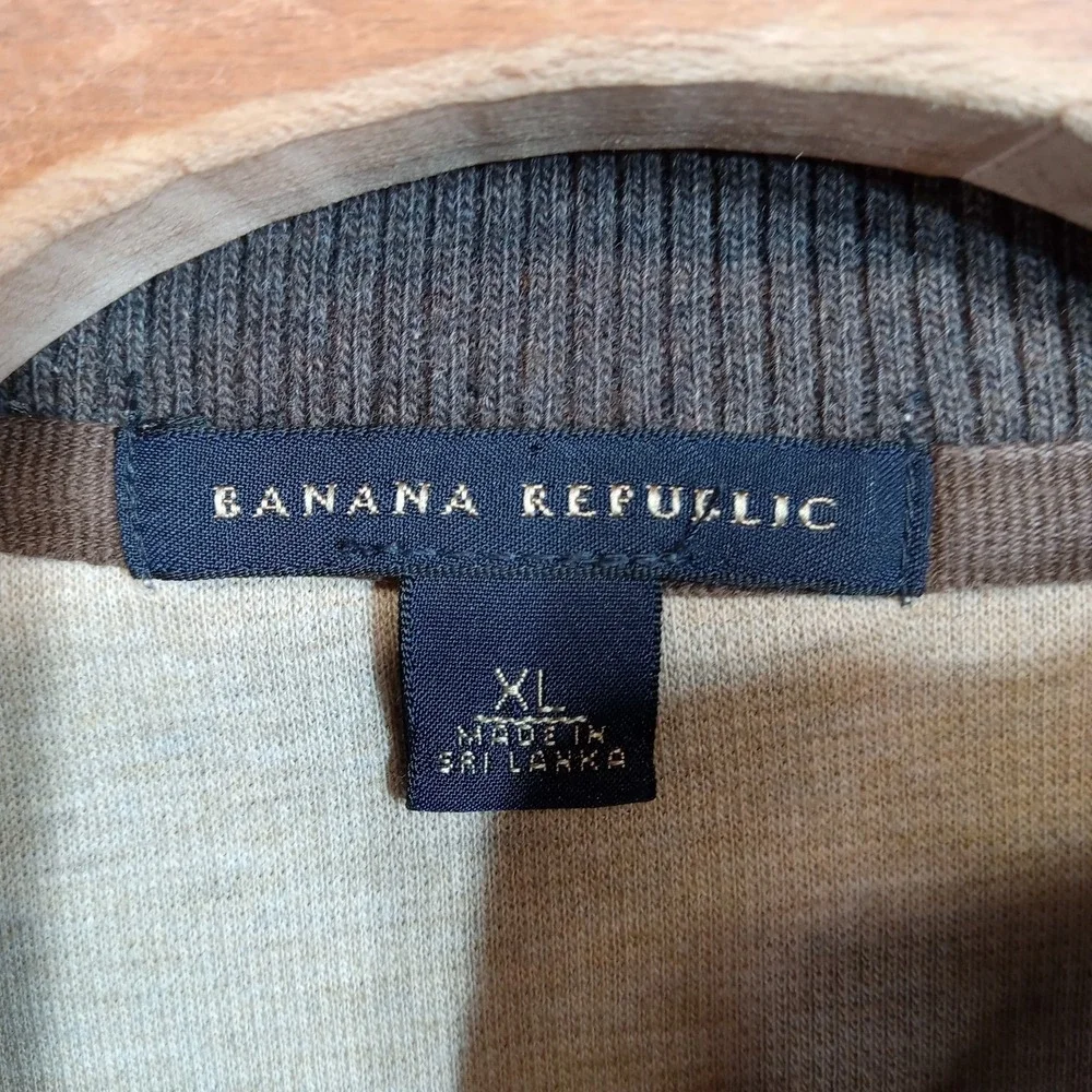 Banana Republic Mens XL Quarter Zip Tan Pullover Sweater VTG Y2K Preppy Casual